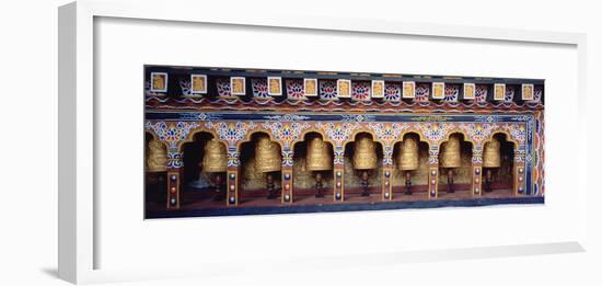 Prayer Wheels in a Temple, Chimi Lhakhang, Punakha, Bhutan-null-Framed Photographic Print