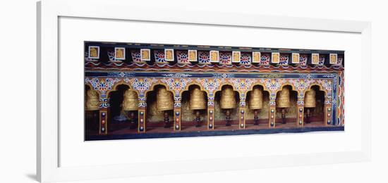 Prayer Wheels in a Temple, Chimi Lhakhang, Punakha, Bhutan-null-Framed Photographic Print