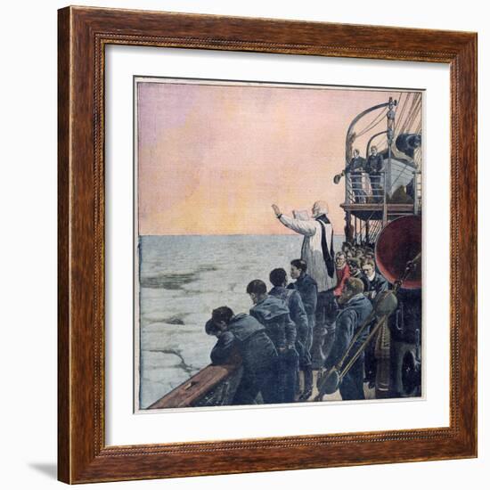 Prayers at the Scene of the Sinking of the Titanic, 1912-null-Framed Giclee Print