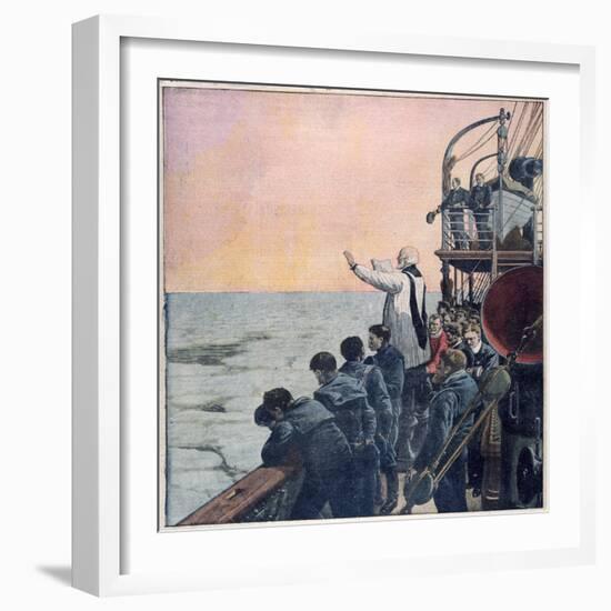 Prayers at the Scene of the Sinking of the Titanic, 1912-null-Framed Giclee Print