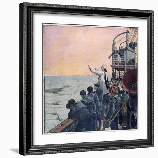 Prayers at the Scene of the Sinking of the Titanic, 1912-null-Framed Giclee Print