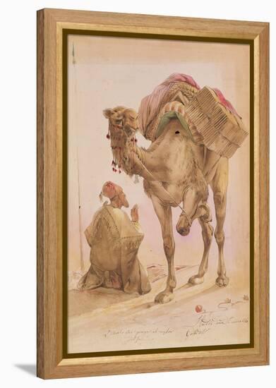 Praying Arab with a Secured Camel-Ippolito Caffi-Framed Premier Image Canvas