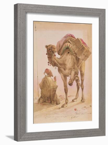 Praying Arab with a Secured Camel-Ippolito Caffi-Framed Giclee Print