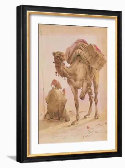 Praying Arab with a Secured Camel-Ippolito Caffi-Framed Giclee Print