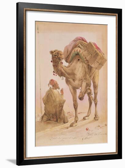 Praying Arab with a Secured Camel-Ippolito Caffi-Framed Giclee Print