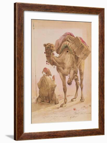 Praying Arab with a Secured Camel-Ippolito Caffi-Framed Giclee Print