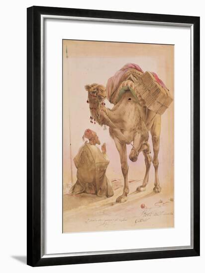 Praying Arab with a Secured Camel-Ippolito Caffi-Framed Giclee Print