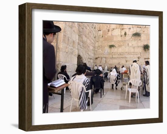 Praying at the Western (Wailing) Wall, Old Walled City, Jerusalem, Israel, Middle East-Christian Kober-Framed Photographic Print