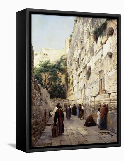 Praying at the Western Wall, Jerusalem-Gustave Bauernfeind-Framed Premier Image Canvas