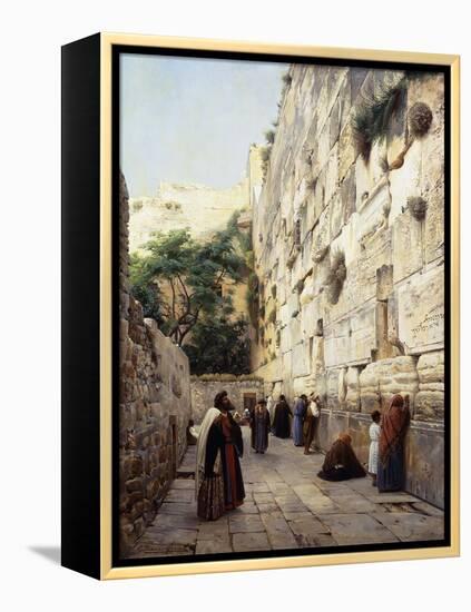 Praying at the Western Wall, Jerusalem-Gustave Bauernfeind-Framed Premier Image Canvas