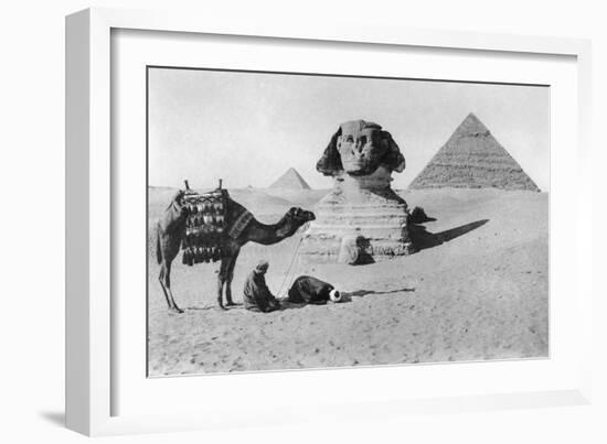 Praying before a Sphinx, Cairo, Egypt, C1920s-null-Framed Giclee Print