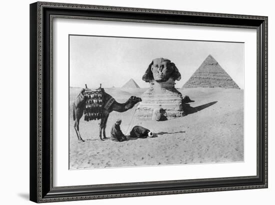 Praying before a Sphinx, Cairo, Egypt, C1920s-null-Framed Giclee Print