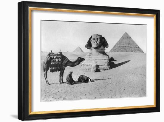 Praying before a Sphinx, Cairo, Egypt, C1920s-null-Framed Giclee Print