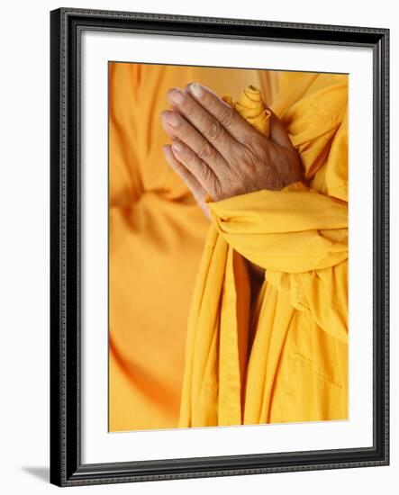 Praying Buddhist Monk, Thiais, Vale De Marne, France, Europe-null-Framed Photographic Print