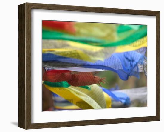 Praying Flags Against Blue Sky at Pepe La Pass, Phobjikha Valley, Gangtey, Bhutan-Keren Su-Framed Photographic Print