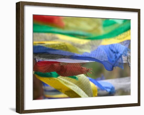 Praying Flags Against Blue Sky at Pepe La Pass, Phobjikha Valley, Gangtey, Bhutan-Keren Su-Framed Photographic Print