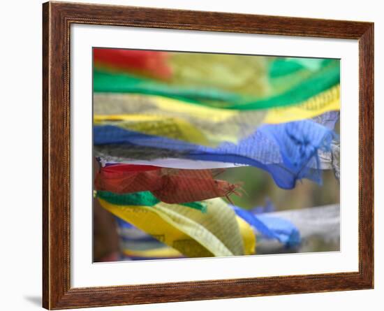 Praying Flags Against Blue Sky at Pepe La Pass, Phobjikha Valley, Gangtey, Bhutan-Keren Su-Framed Photographic Print