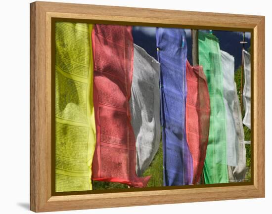 Praying Flags and Farmlands at Pepe La Pass, Phobjikha Valley, Gangtey, Bhutan-Keren Su-Framed Premier Image Canvas