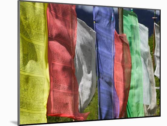 Praying Flags and Farmlands at Pepe La Pass, Phobjikha Valley, Gangtey, Bhutan-Keren Su-Mounted Photographic Print