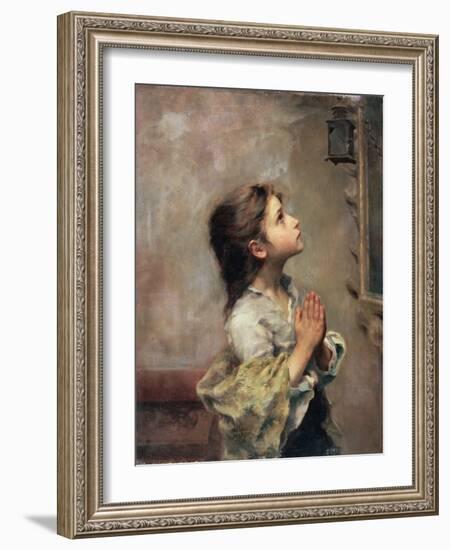 Praying Girl, Italian Painting of 19th Century-Roberto Ferruzzi-Framed Premium Giclee Print