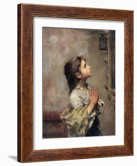 Praying Girl, Italian Painting of 19th Century-Roberto Ferruzzi-Framed Premium Giclee Print