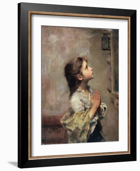 Praying Girl, Italian Painting of 19th Century-Roberto Ferruzzi-Framed Premium Giclee Print