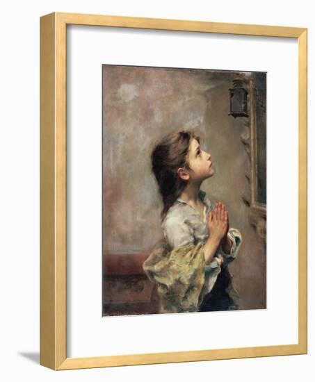 Praying Girl, Italian Painting of 19th Century-Roberto Ferruzzi-Framed Premium Giclee Print