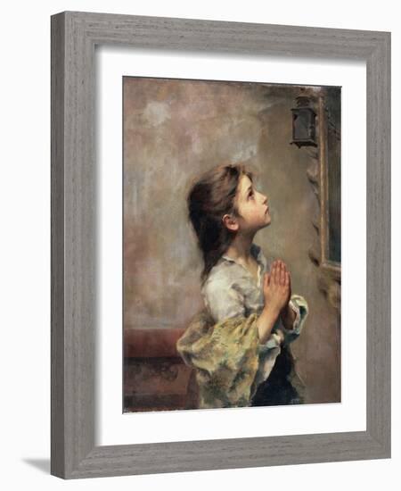 Praying Girl, Italian Painting of 19th Century-Roberto Ferruzzi-Framed Giclee Print