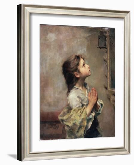 Praying Girl, Italian Painting of 19th Century-Roberto Ferruzzi-Framed Giclee Print