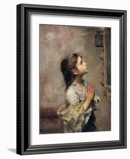 Praying Girl, Italian Painting of 19th Century-Roberto Ferruzzi-Framed Giclee Print