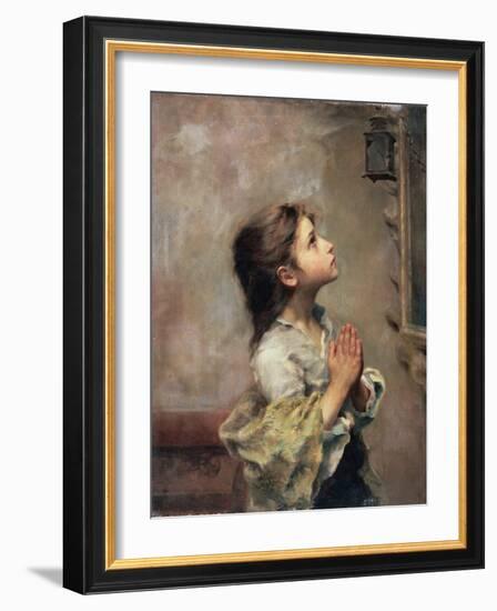 Praying Girl, Italian Painting of 19th Century-Roberto Ferruzzi-Framed Giclee Print