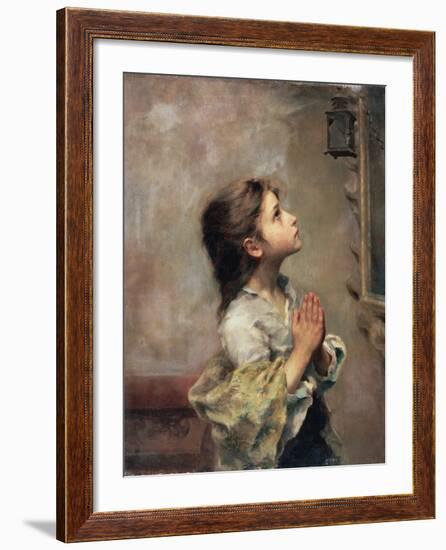 Praying Girl, Italian Painting of 19th Century-Roberto Ferruzzi-Framed Giclee Print