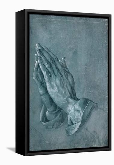 Praying Hands, 1508, Point of Brush and Black Ink, Heightened with White, on Blue Prepared Paper-Albrecht Dürer-Framed Premier Image Canvas