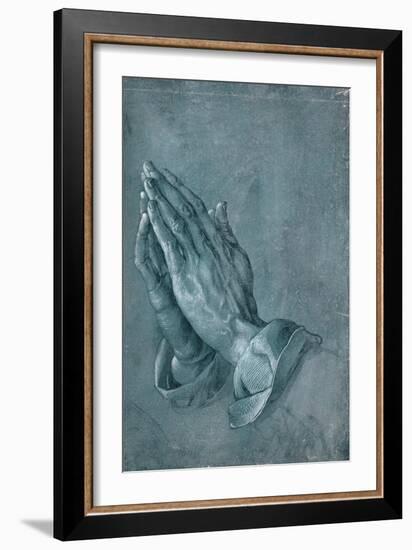 Praying Hands, 1508, Point of Brush and Black Ink, Heightened with White, on Blue Prepared Paper-Albrecht Dürer-Framed Giclee Print