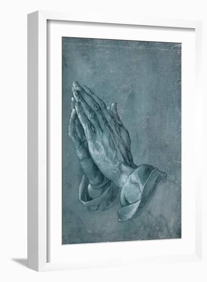 Praying Hands, 1508, Point of Brush and Black Ink, Heightened with White, on Blue Prepared Paper-Albrecht Dürer-Framed Giclee Print