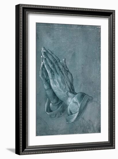 Praying Hands, 1508, Point of Brush and Black Ink, Heightened with White, on Blue Prepared Paper-Albrecht Dürer-Framed Giclee Print