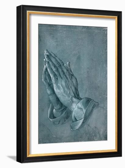 Praying Hands, 1508, Point of Brush and Black Ink, Heightened with White, on Blue Prepared Paper-Albrecht Dürer-Framed Giclee Print