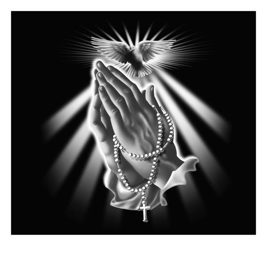praying hands with rosary