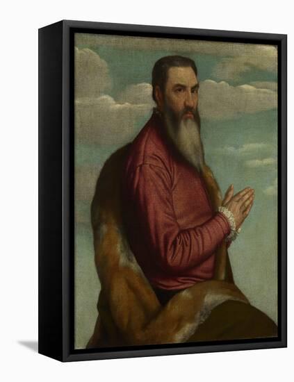 Praying Man with a Long Beard, Ca 1545-Moretto Da Brescia-Framed Premier Image Canvas