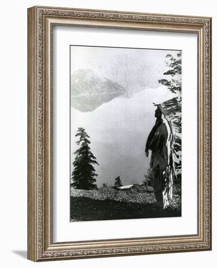 Praying to the Spirits at Crater Lake, Klamath-Edward S^ Curtis-Framed Art Print