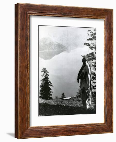 Praying to the Spirits at Crater Lake, Klamath-Edward S^ Curtis-Framed Art Print