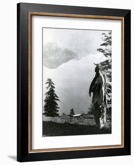 Praying to the Spirits at Crater Lake, Klamath-Edward S^ Curtis-Framed Art Print