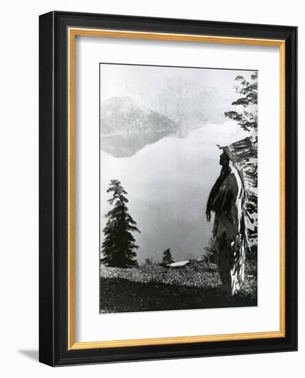 Praying to the Spirits at Crater Lake, Klamath-Edward S^ Curtis-Framed Art Print