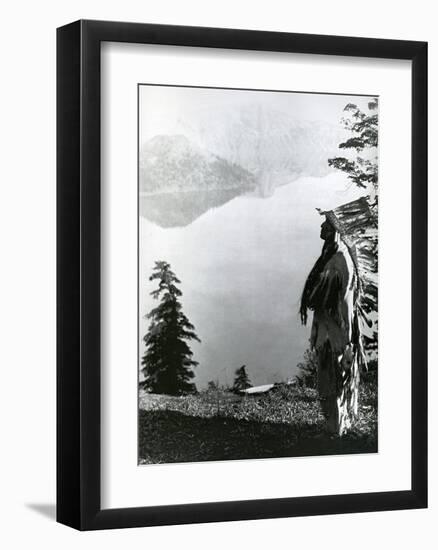 Praying to the Spirits at Crater Lake, Klamath-Edward S^ Curtis-Framed Art Print