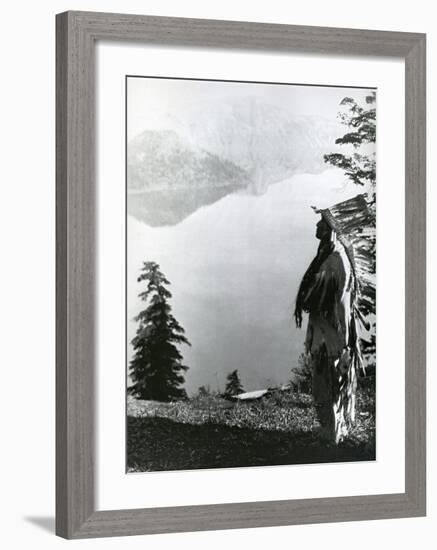 Praying to the Spirits at Crater Lake, Klamath-Edward S^ Curtis-Framed Art Print