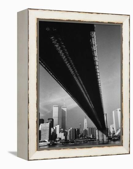 Pre 9/11 View Beneath the Brooklyn Bridge Facing Lower Manhattan-Alfred Eisenstaedt-Framed Premier Image Canvas