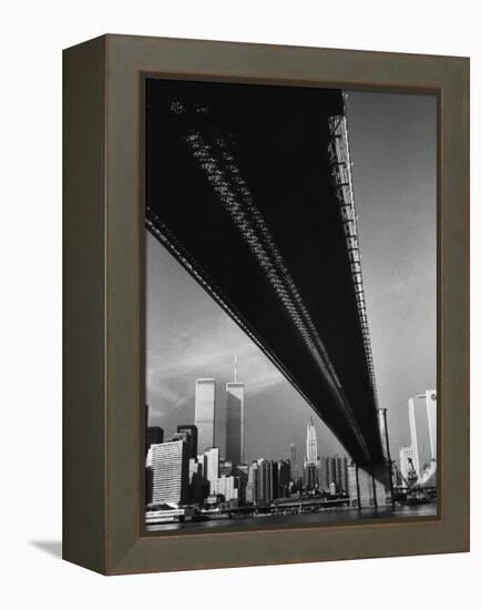 Pre 9/11 View Beneath the Brooklyn Bridge Facing Lower Manhattan-Alfred Eisenstaedt-Framed Premier Image Canvas