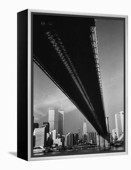 Pre 9/11 View Beneath the Brooklyn Bridge Facing Lower Manhattan-Alfred Eisenstaedt-Framed Premier Image Canvas