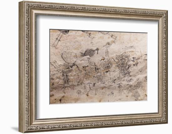 Pre-Columbian Rock Paintings inside La Linea Limestone Cave, Dominican Republic-Reinhard Dirscherl-Framed Photographic Print