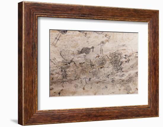 Pre-Columbian Rock Paintings inside La Linea Limestone Cave, Dominican Republic-Reinhard Dirscherl-Framed Photographic Print